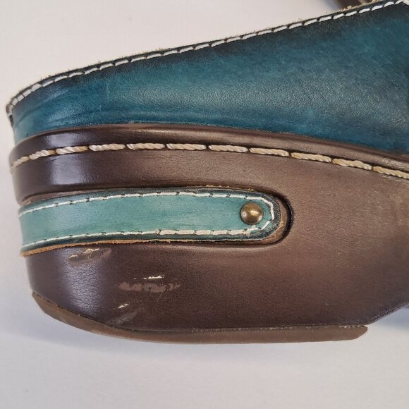 Spring Step L'Artiste Teal Chino Clogs Leather Mules Size 41 - Picture 14 of 14